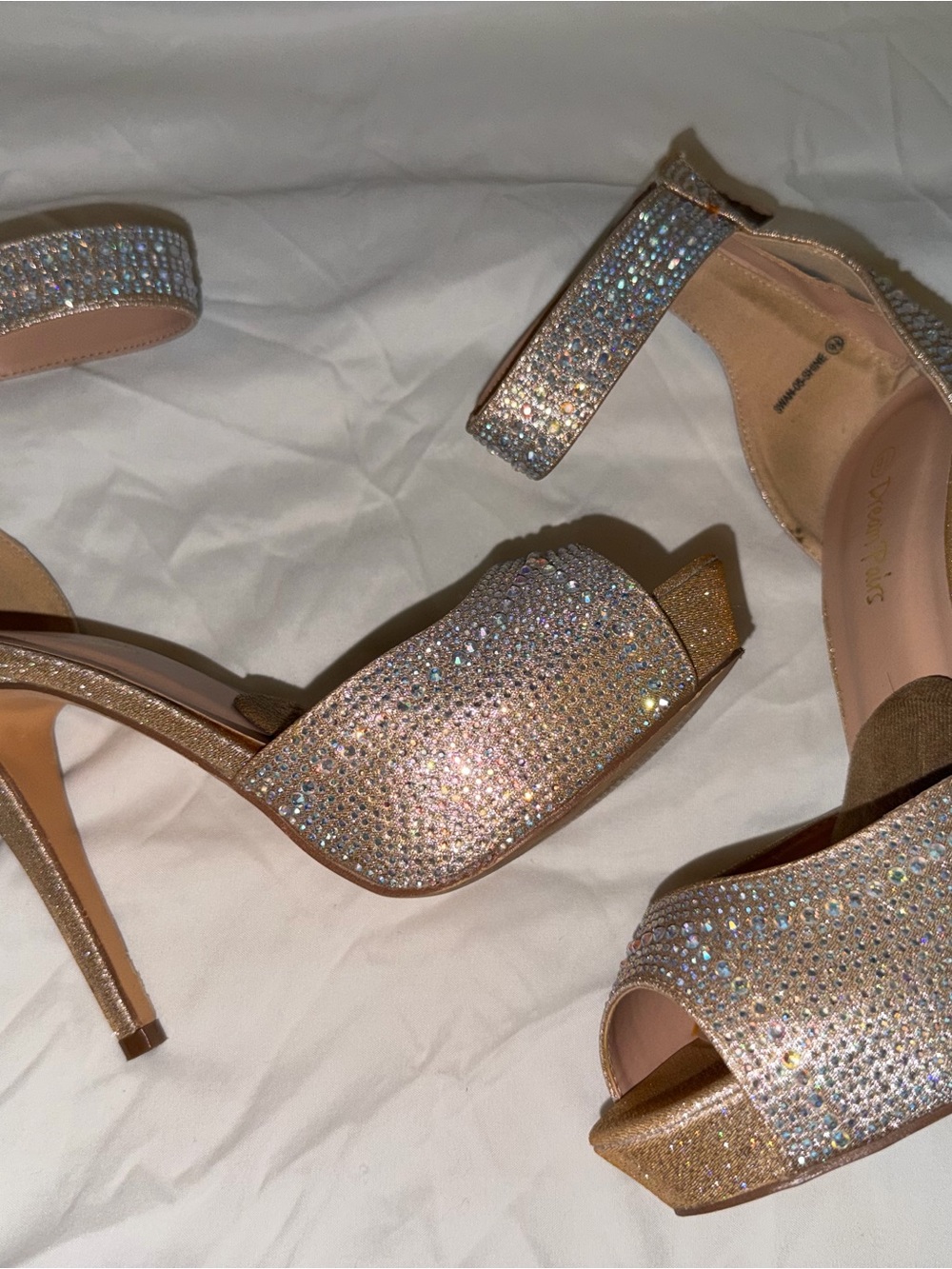 Dream Pairs Rose Gold Crystal Platform Heels